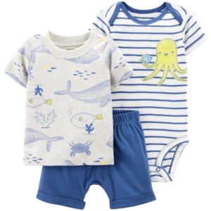 CARTER'S   BABY B 3PC BLUE-GREY FISHES   SET   $29.04 VAT
