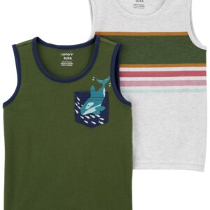 CARTER'S   BABY B 2PK OLIVE-MULTI STRIPE TANK   $28.38 VAT