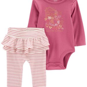 CARTER'S   BABY G PINK-RUFFLE BODYSUIT PANTS-SET   $22.77 VAT