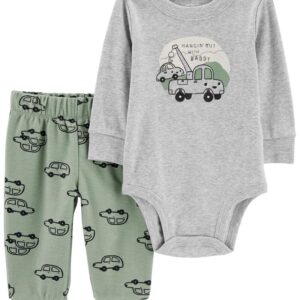 CARTER'S   BABY B GREEN-GREY CARS BODYSUIT PANTS SET   $22.77 VAT
