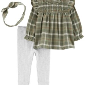 CARTER'S   BABY G 3PC OLIVE PLAID SET $41.58 VAT