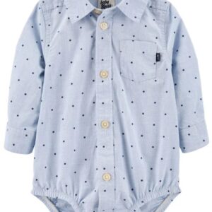 BABYB'GOSH   BABY B L/S WOVEN NAVY DOT BODYSUIT $28.38 VAT