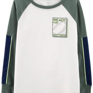 CARTER'S   BIG B GREEN RAGLAN FOOTBALL L/S TEE $24.75 VAT