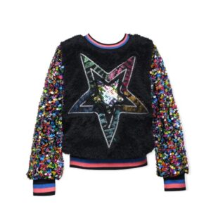 BABY SARA  SERPA TOP W/SEQUIN SLEEVES & STAR PATCH DETAIL  $110.00 VAT