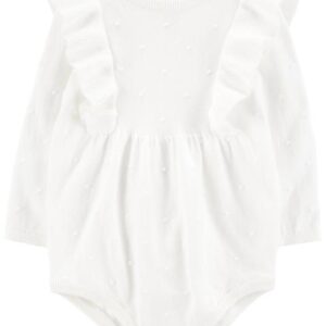 CARTER'S   BABY G WHITE 1PC L/S BUBBLE  ROMPER $33.99 VAT
