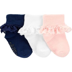 CARTER'S   GIRL PINK, WHITE, NAVY RUFFLE SOCKS   $12.05 VAT