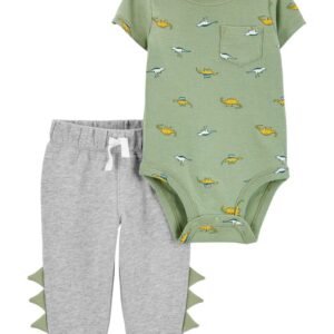 CARTER'S   BABY B 2PC GREEN3DINO BODYSUIT/PANTS $22.77 VAT