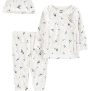 CARTER'S   BABY G WHITE-FLOWERS 3PC FOOTED SET   $33.99 VAT