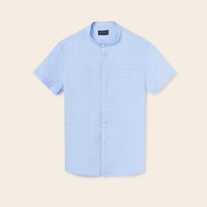 Mayoral Light Blue Short Sleeve Cotton Collar Shirt Vat $46.59