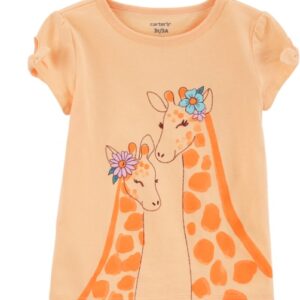 Carter's Baby Girls Orange Giraffe Top Vat $21.76