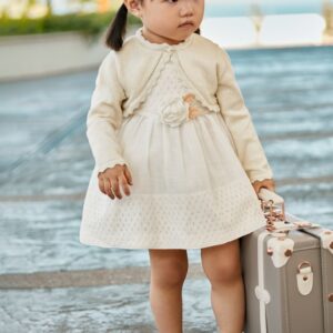 Mayoral Combined Dress with Guipure Motifs Baby Girl Vat $79.12