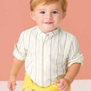 Mayoral Linen Long Sleeve Print Shirt Baby Boys Vat $41.20