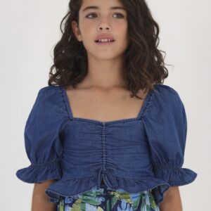 Mayoral Smock Stitch Denim Top Vat$46.78