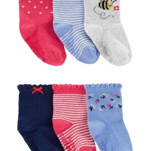 Carter's Baby 6pk Bootie Bee Blue with Flowers VAT $18.87