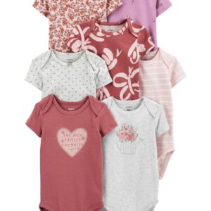 CARTER'S BABY GIRL 7- PACK SHORT SLEEVE BODYSUITS-MULTI VAT $53.71