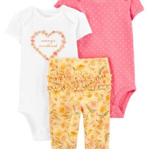 CARTER'S BABY GIRL 3-PIECE FLORAL LITTLE CHARACTER SET VAT $33.88