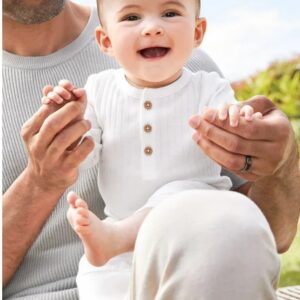 CARTER'S BABY 1-PIECE LONG SLEEVE HENLEY COTTON JUMPSUIT $33.88 VAT