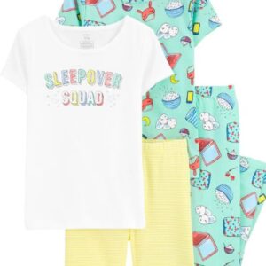 CARTER'S KID 4-PIECE SLEEPOVER SQUAD SNUG FIT COTTON PAJAMAS VAT $52.36