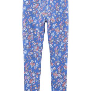 Osh Kosh Big Girl's Blue Floral Capri Leggings VAT $19.25