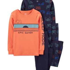 Carter's Big Boy 4-piece Gamer Pajamas- Orange/Navy VAT $39.05