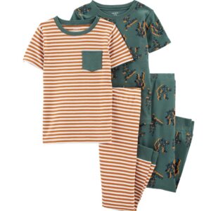 Carter's Big Boy 4-piece Robots Pajamas-Green/Orange VAT $37.40