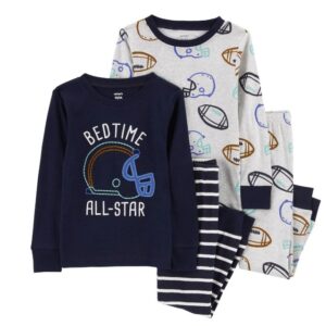 Carter's Toddler Boy 4-piece Football Pajamas- Navy/Heather VAT $32.17