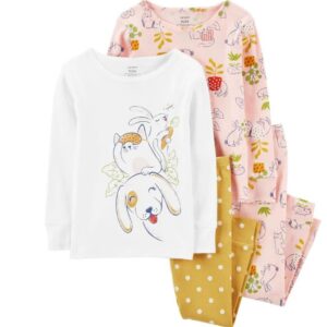 Carter's Toddler Girl 4-Piece Pets Pajamas- Pink/Gold VAT $32.17