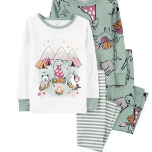 Carter's Toddler Girl 4-Piece Animal Friends Pajamas- Green VAT $30.52