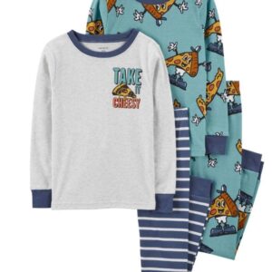 Carter's Big Boy 4-piece Pizza Pajamas- Blue/Grey VAT $39.05