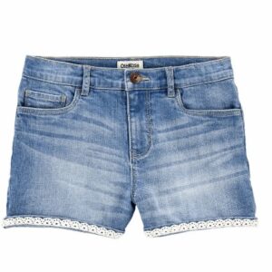 Osh Kosh Big Girl's Lace Trim Jean Shorts VAT $35.61