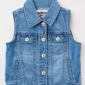 Osh Kosh Big Girl's Light Wash Denim Vest VAT $38.50