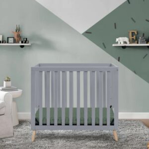 Convertible Mini Baby Crib w Mattress-Grey w/Natural VAT $429.00