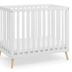 Convertible Mini Baby Crib w Mattress-White/Natural VAT $429.00