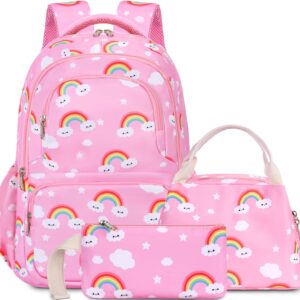 Unineovo Girl's Rainbow Cloud 3 Piece Book Bag Set VAT $59.38