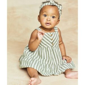 Carter's Baby Girl Striped Dress & Headband Set- Olive VAT $31.08