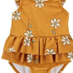 Carter's Baby Girl Floral 1 Piece Swimsuit- Gold VAT $31.08