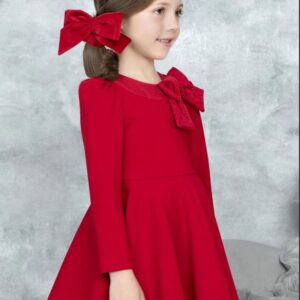 Abel & Lula Big Girls Jacquard Long Sleeve Dress- Red VAT $126.39