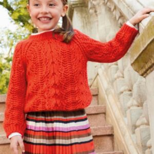 Abel & Lula Tween Girls Eyelet Knit Sweater- Orange VAT $63.03