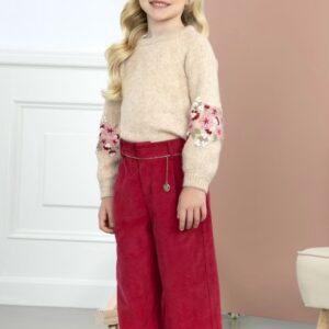 Abel & Lula Tween Girls Bell Bottom Trousers- Burgundy VAT $86.79