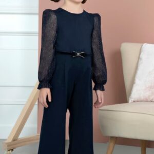 Abel & Lula Tween Girls Belted Romper- Navy VAT $149.66