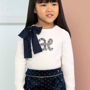 Abel & Lula Tween Girls Long Sleeve Shirt w Bow- Crudo VAT $55.28