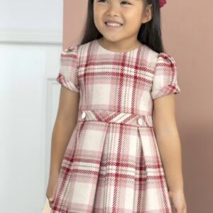 Abel & Lula Big Girl Plaid Dress- Burgundy VAT $127.22