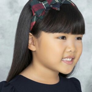 Abel & Lula Baby Girl Navy Plaid Hairband VAT $31.35