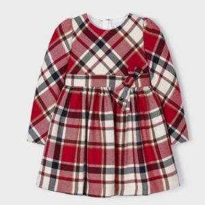 Mayoral Big Girl Plaid Belted Dress- Rojo VAT $66.53