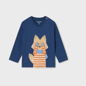 Mayoral Baby Boy Long Sleeve Fox T-shirt- Indigo VAT $27.92