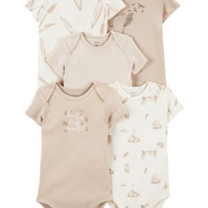 Carter's Baby Boy 5 Piece Short Sleeve Bodysuit Set- Tan VAT $26.13