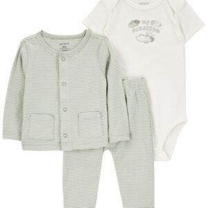 Carter's Baby Boy 3 Piece Cardigan & Pant Set- Green VAT $36.76
