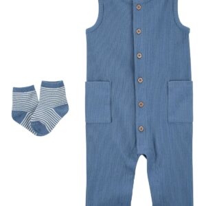 Carter's Baby Boy Jumpsuit & Sock Set- Blue VAT $29.04