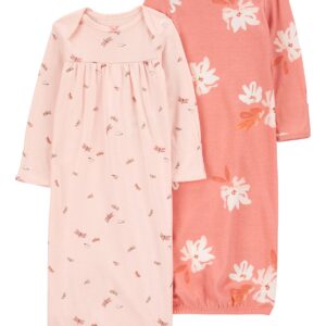 Carter's Baby Girl 2 Piece Pink Sleeper Gowns- Pink VAT $23.16