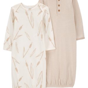 Carter's Baby Boy 2 Pack Sleeper Gowns - Brown/White VAT $21.73